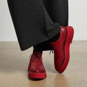 Lofina Rosso Shoes Platform Chunky Oxford Derby Red Leather Lace Up EUR 41 US 10